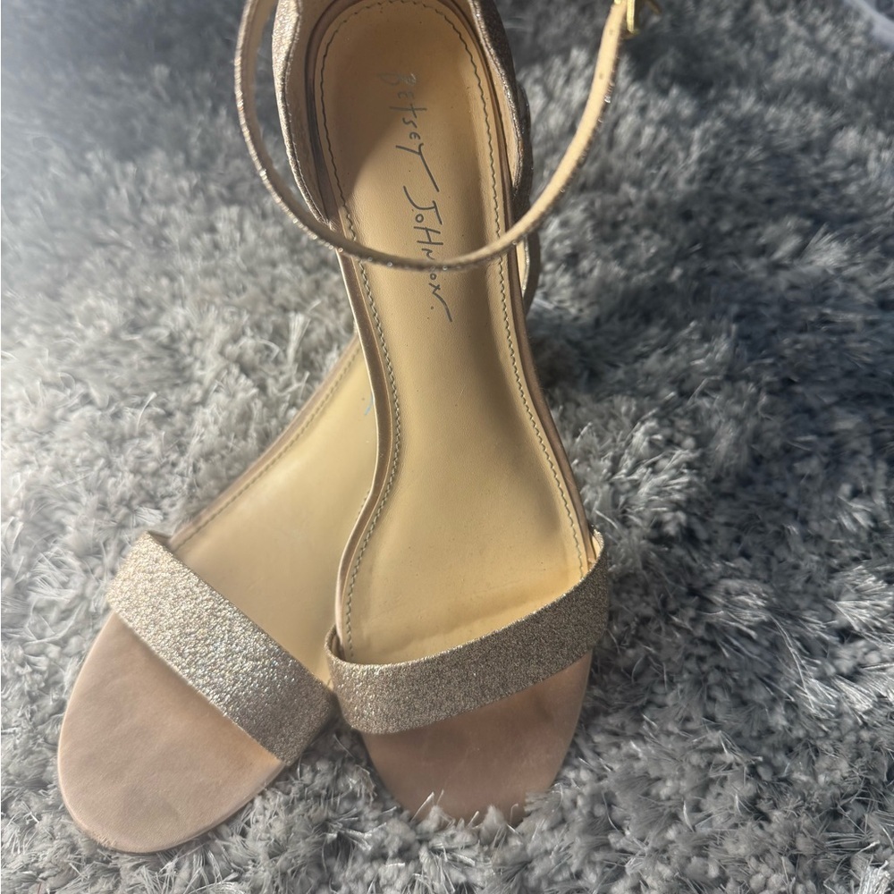 Betsey Johnson Gold Heels with Glittery Ankle Strap​